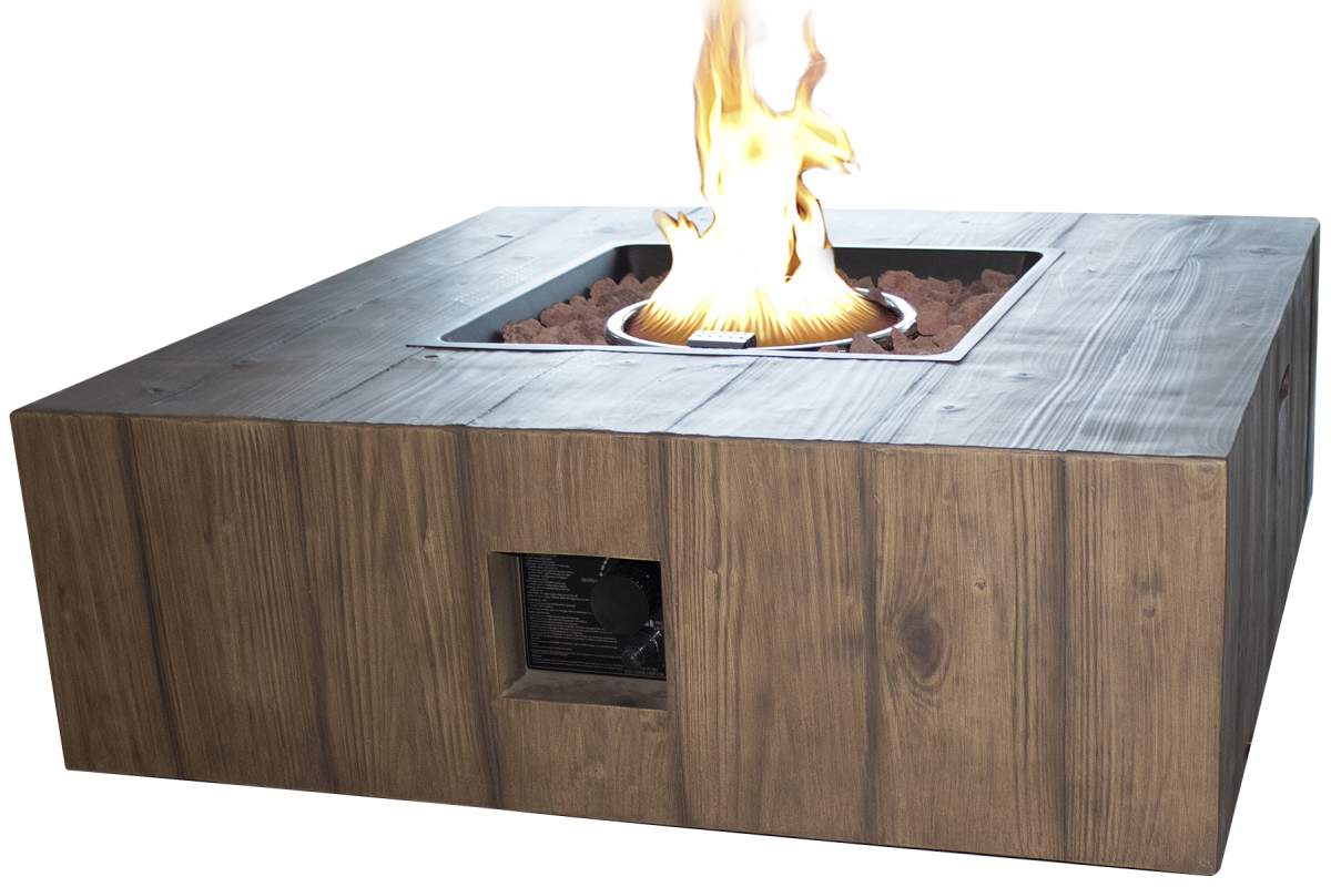 39" Wood Effect Square Propane Fire Pit