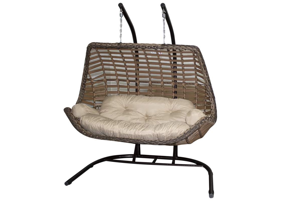 Brown Double Hanging Chair With Cappuccino Cushion