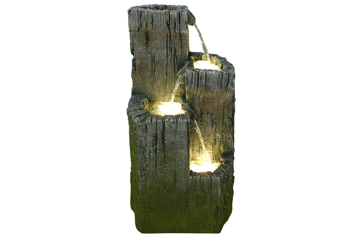 Wood Effect Multi-Level Fountain With Lights