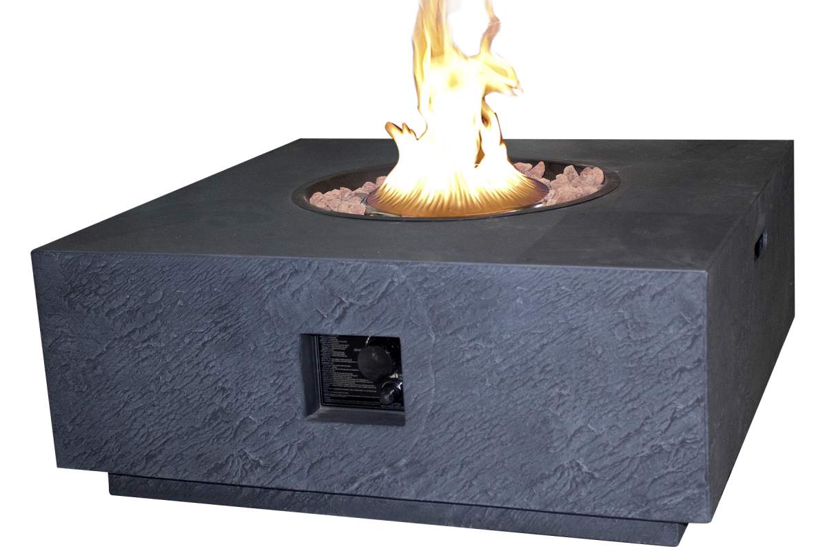 36" Dark Grey Square Propane Fire Pit