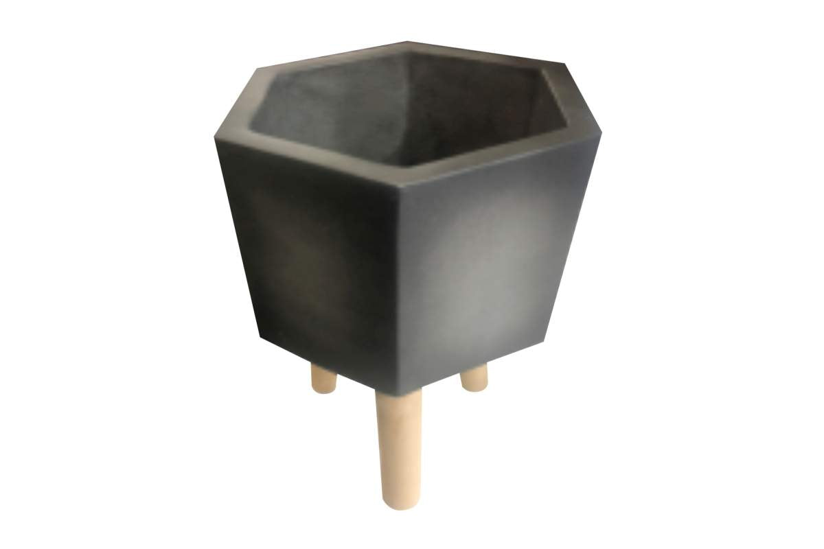 Hexagonal Garden Pot on Wood Legs Land Supply Canada   Land Supply Canada 155.00