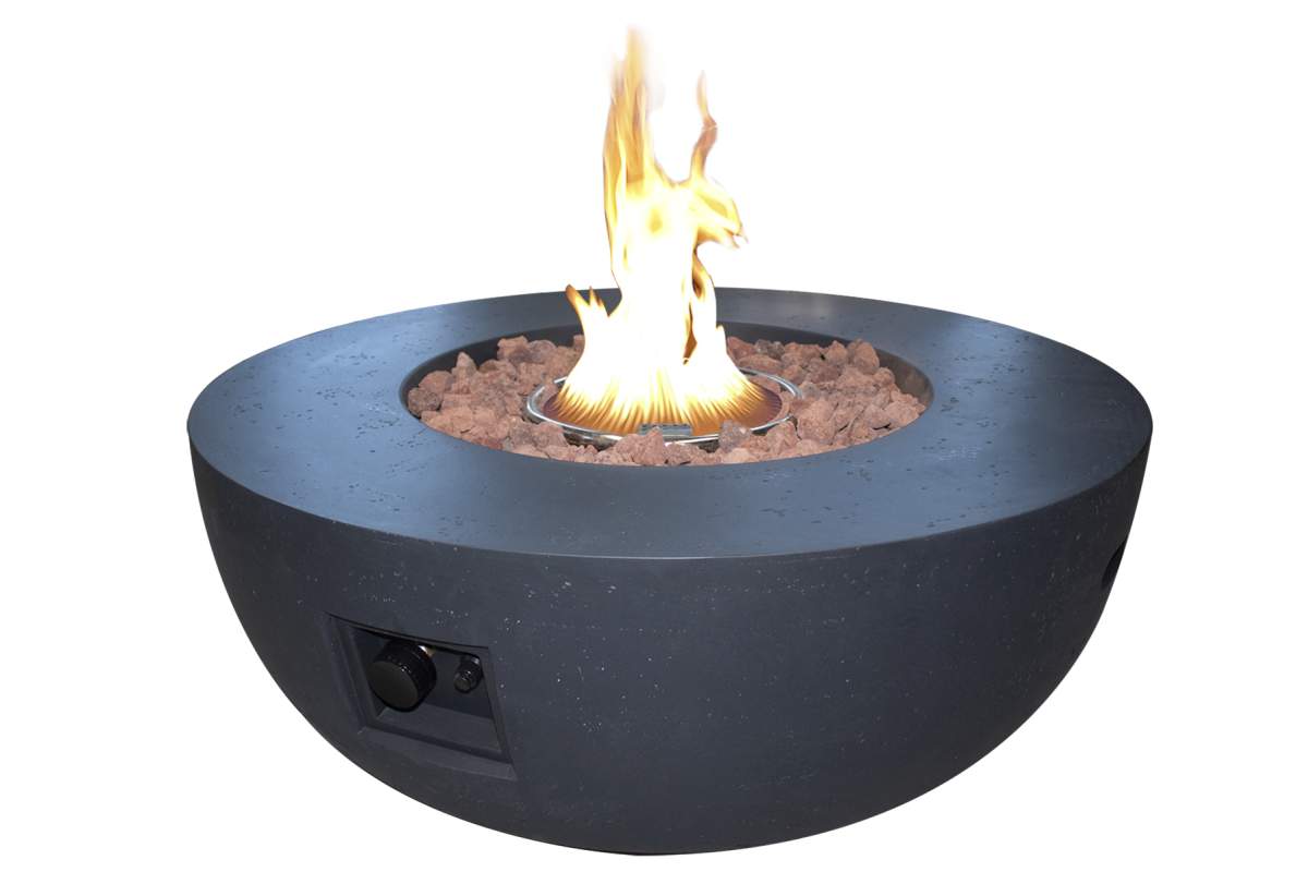 39" Dark Grey Round Propane Fire Pit