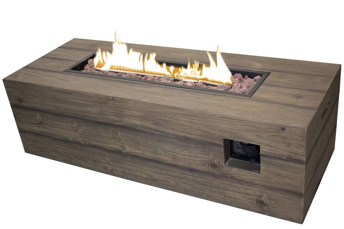 55" Wood Effect Rectangular Propane Fire Pit