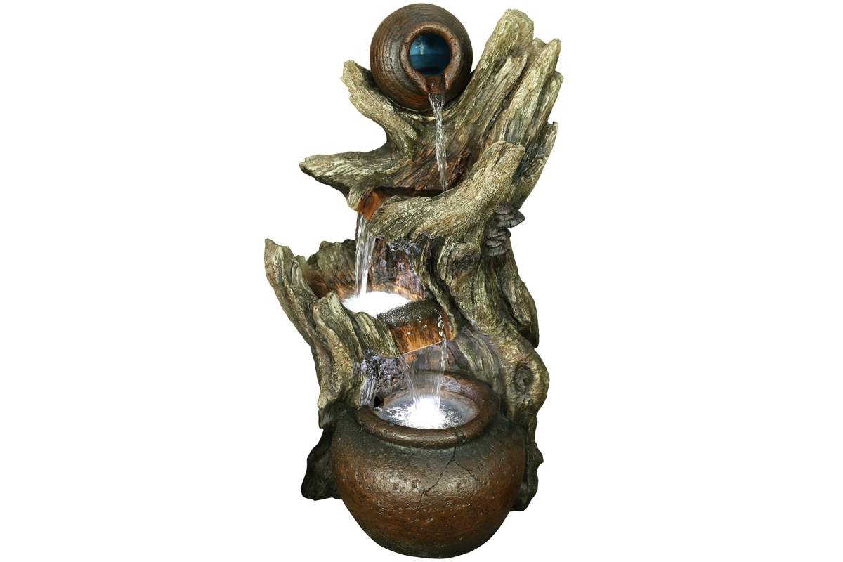 Tree Stump & Bowl Fountain With Lights