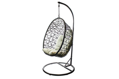 Black Hanging Chair With Grey Cushion