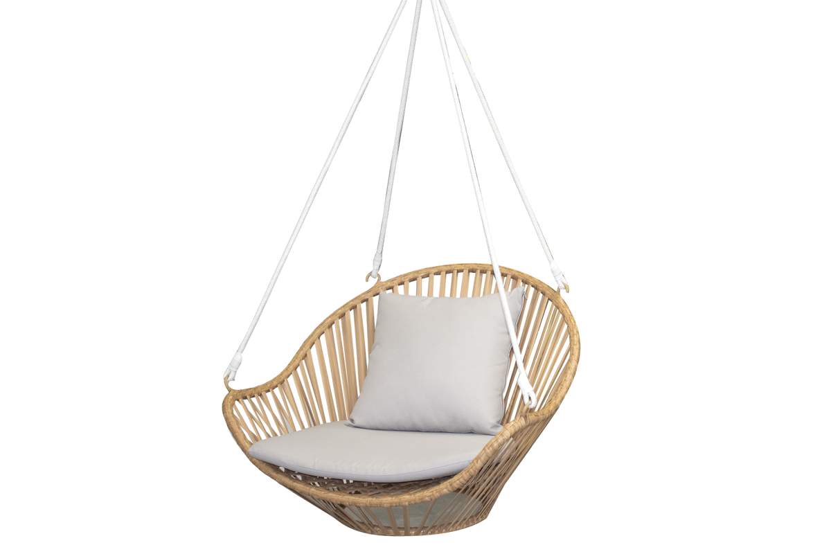 Natural Hanging Chair Without Frame & Grey Cushion