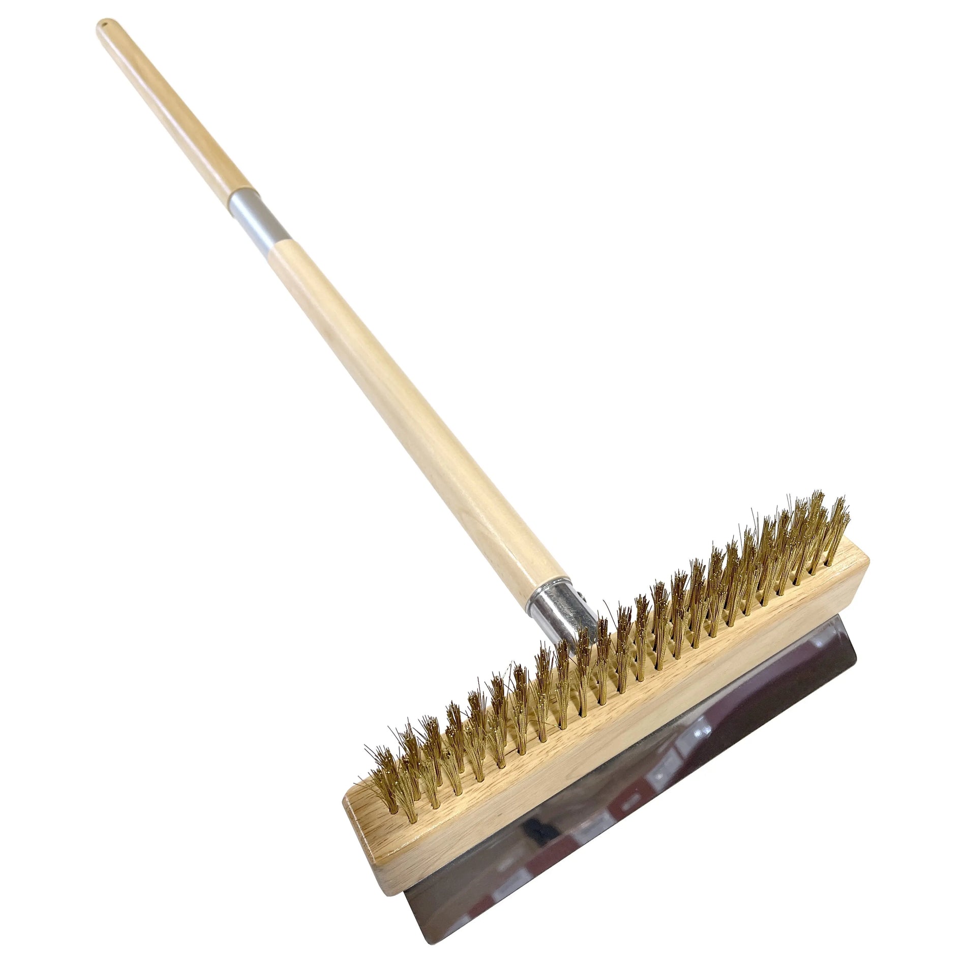 36 Wooden Handle Pizza Oven Brush w/Stainless Scraper - Land Supply Canada