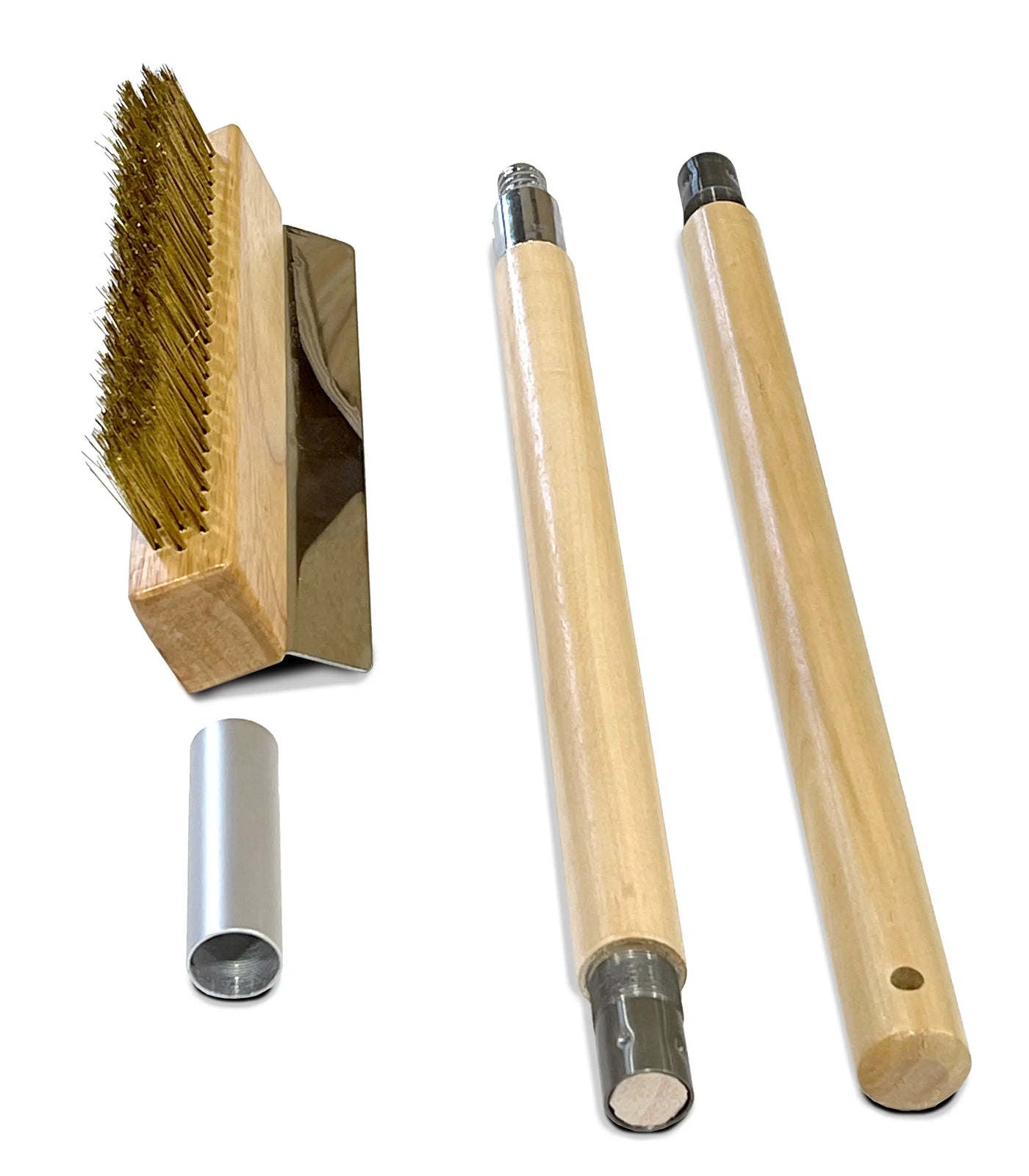 36 Wooden Handle Pizza Oven Brush w/Stainless Scraper - Land Supply Canada