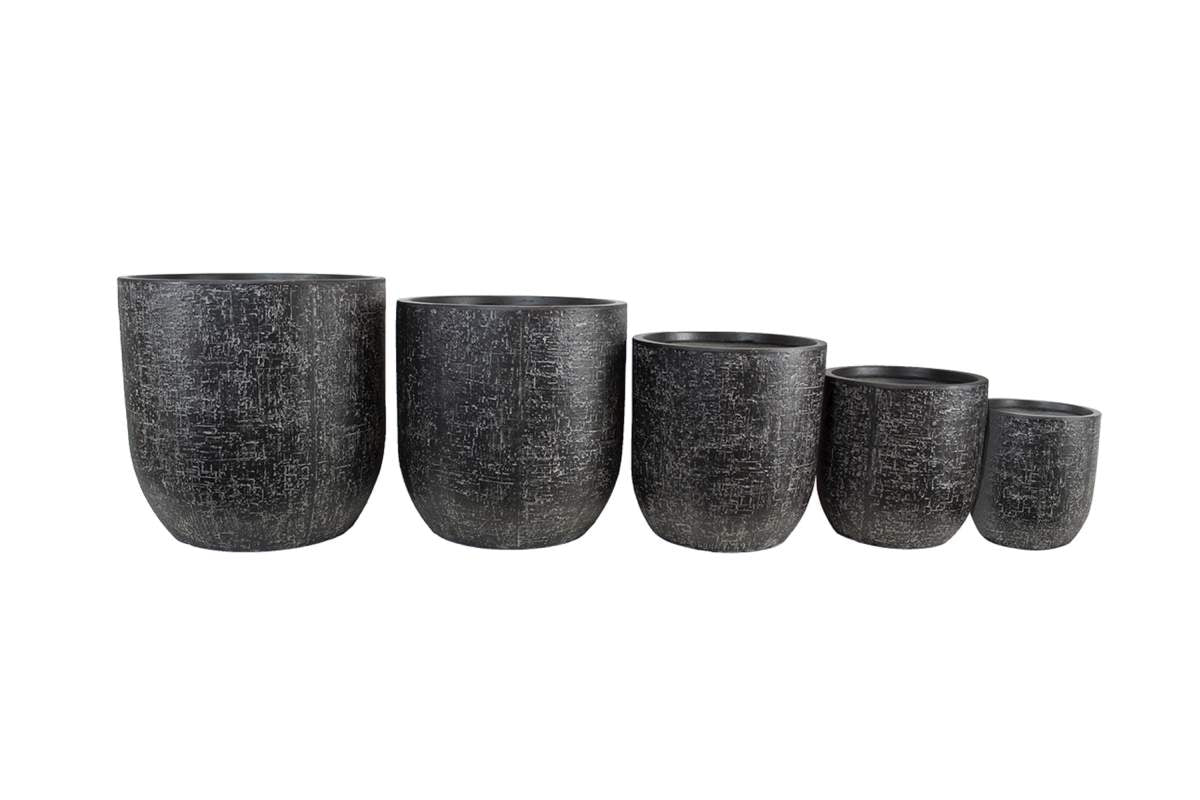 Round 2 Fibreclay Garden Pot - Set of 5 Land Supply Canada  Black Land Supply Canada 442.00