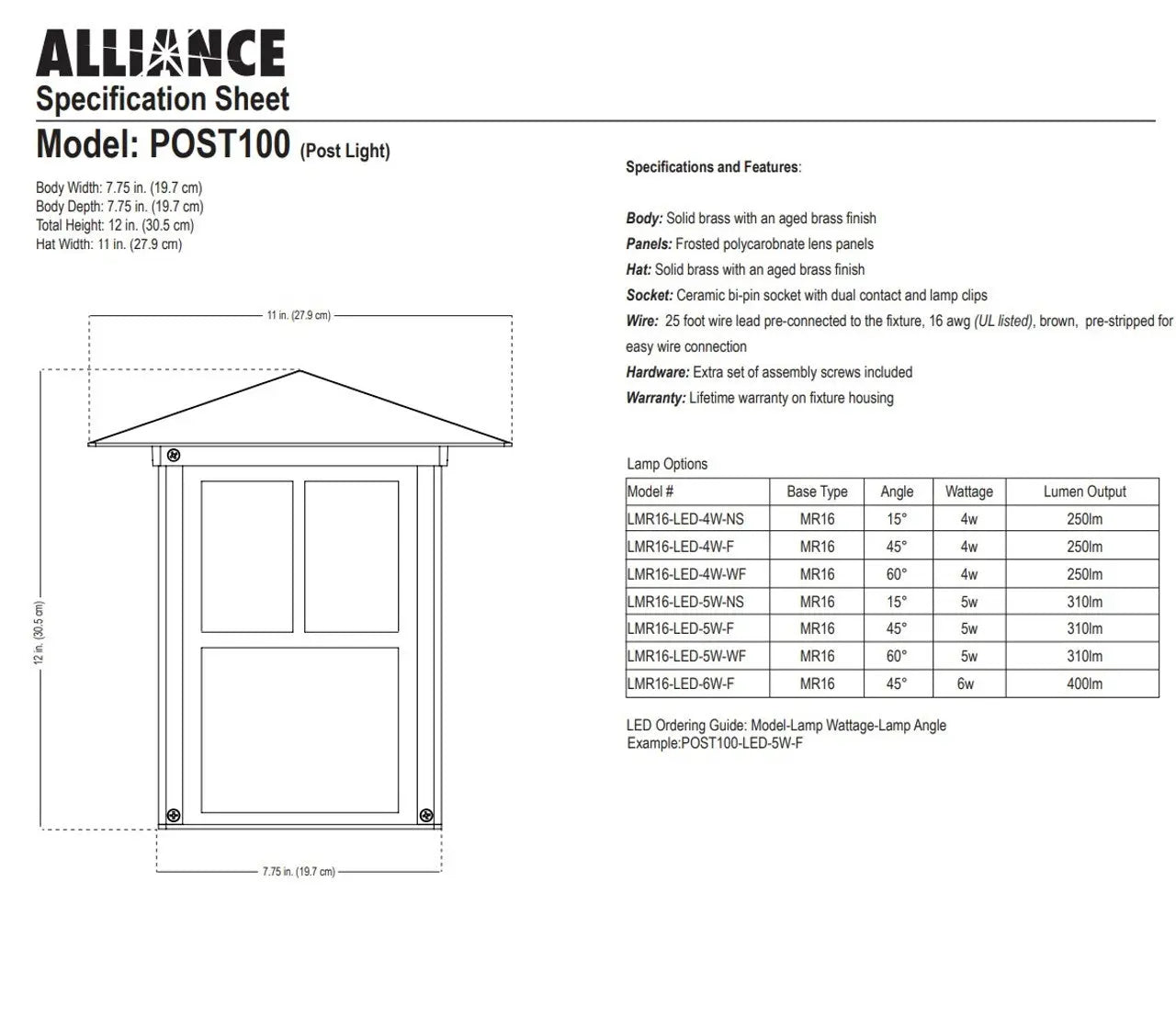 Alliance Brass Post Light - Land Supply Canada Landscape Lighting Land Supply Canada