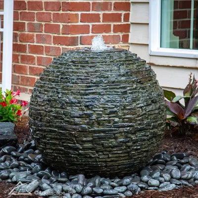 Stacked Slate Sphere Fountain Kit - Land Supply Canada