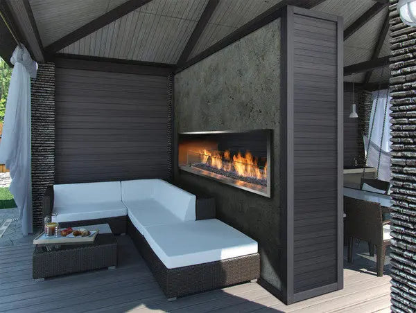 Open Outdoor Linear Gas Fireplace - Land Supply Canada