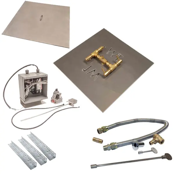 Square Plate Fire Pit Insert Kit - Electric Ignition
